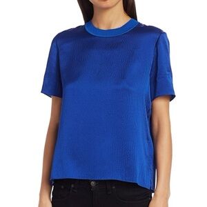 Rag & Bone 100% Silk Royal Blue Short Sleeve Tee